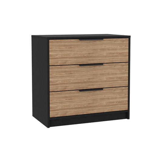 28" Natural and Black Three Drawer Dresser-1