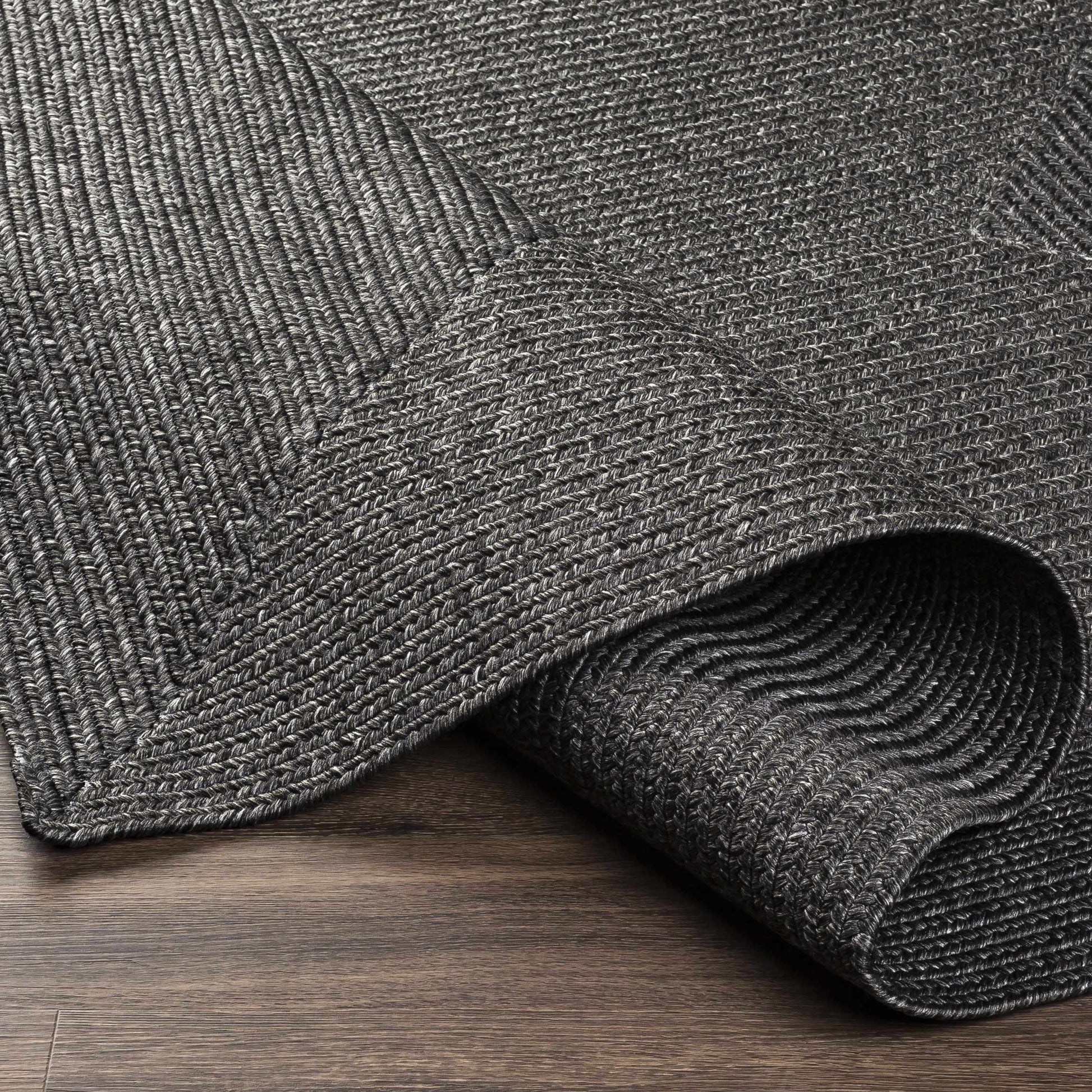 Black Braided Faux Jute Rug-3
