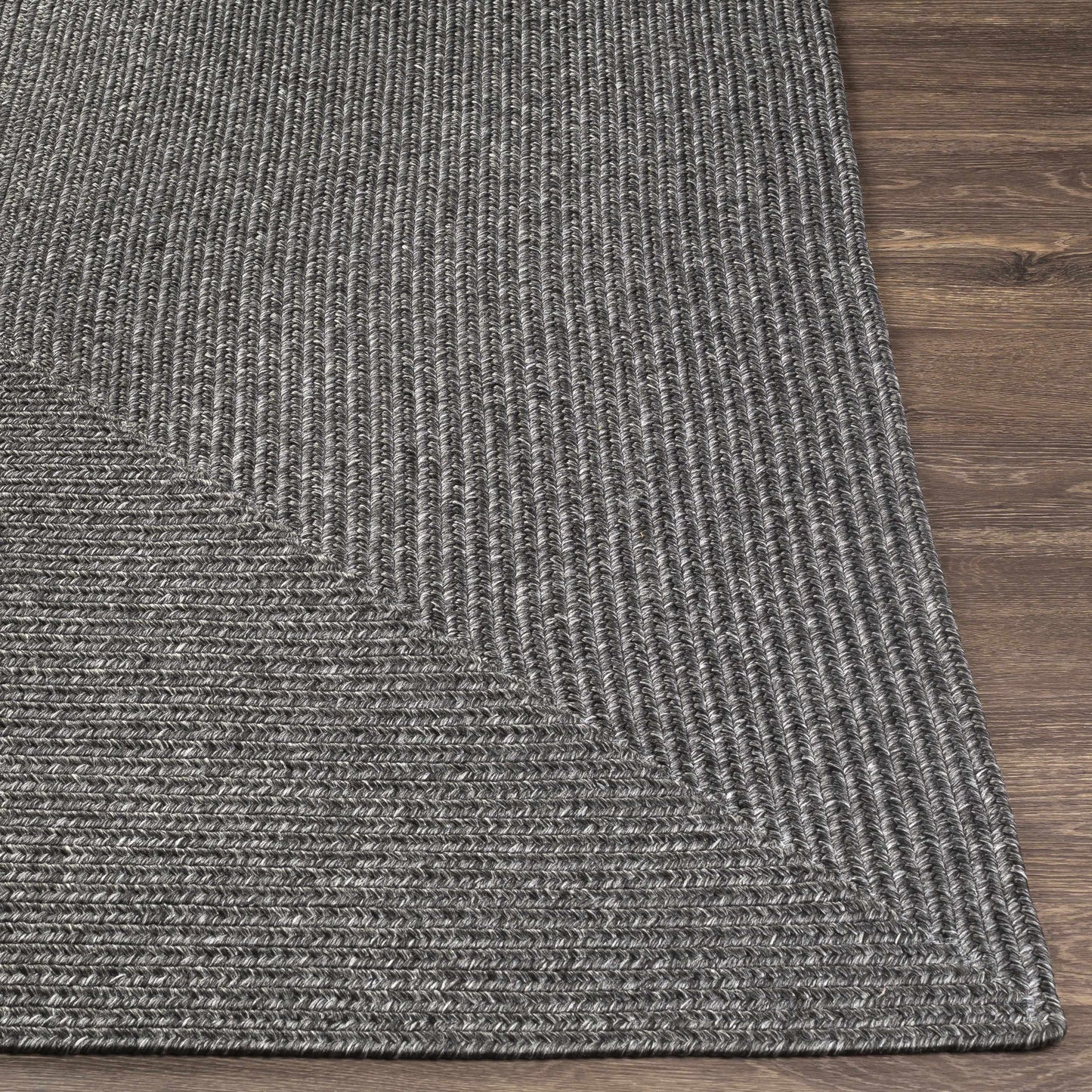 Black Braided Faux Jute Rug-4