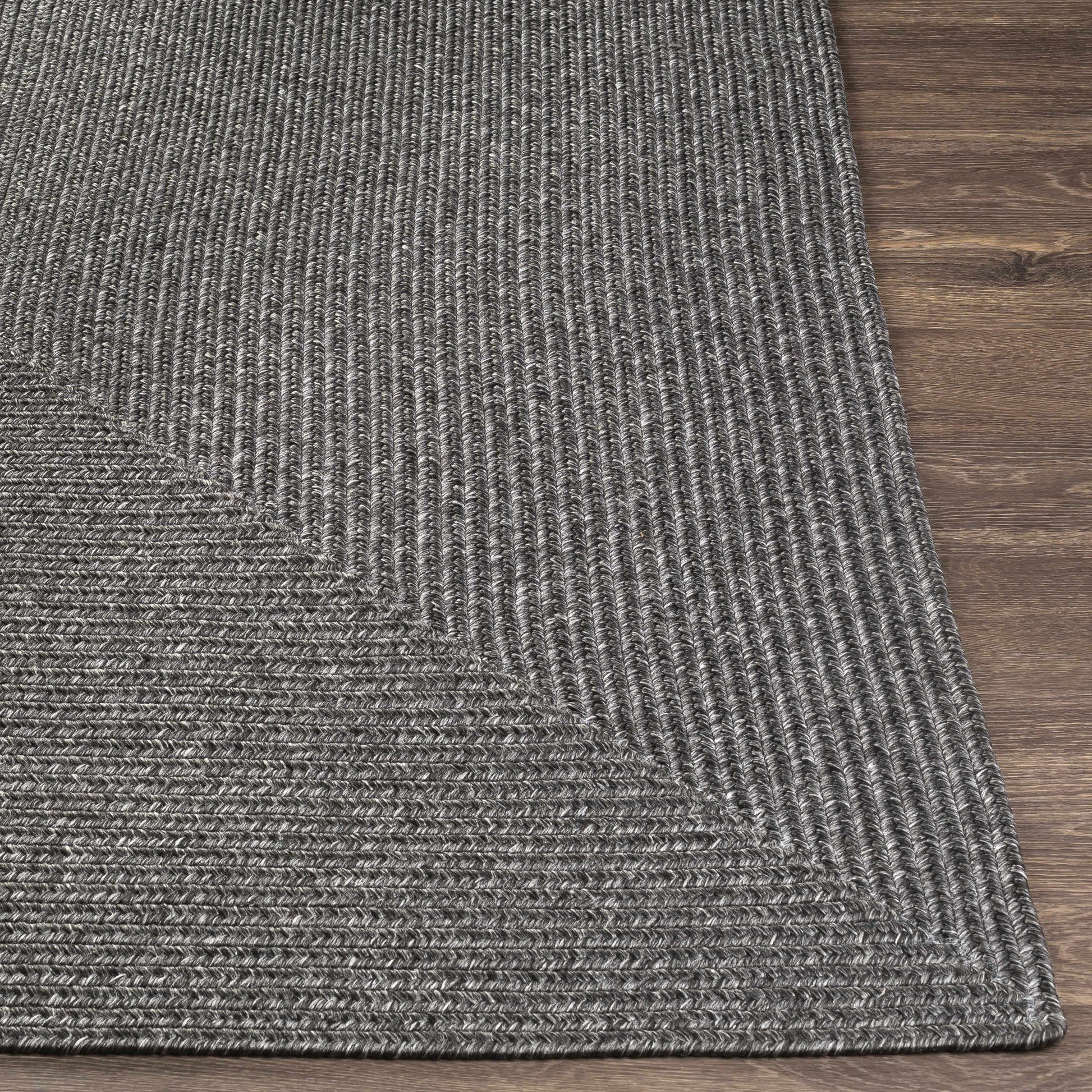 Black Braided Faux Jute Rug-4